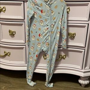 Festive Santa and Gingerbread Kids Footie Pajamas